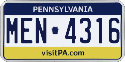 PA license plate MEN4316