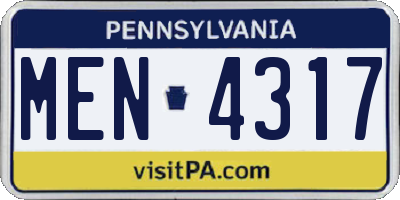 PA license plate MEN4317