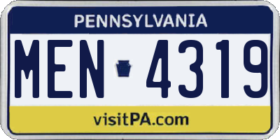 PA license plate MEN4319