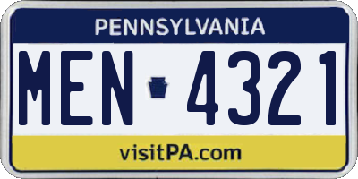 PA license plate MEN4321
