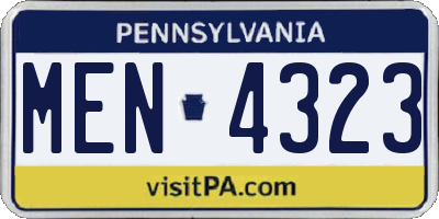 PA license plate MEN4323