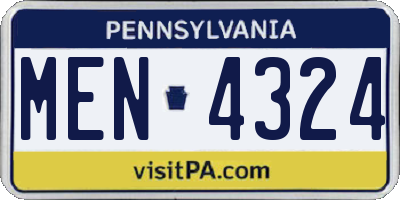 PA license plate MEN4324