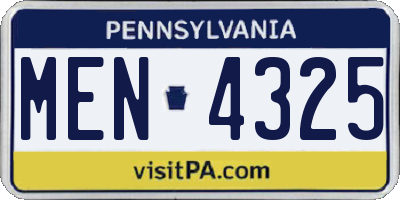 PA license plate MEN4325