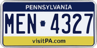 PA license plate MEN4327