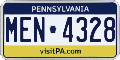 PA license plate MEN4328