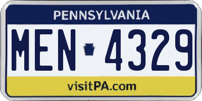 PA license plate MEN4329