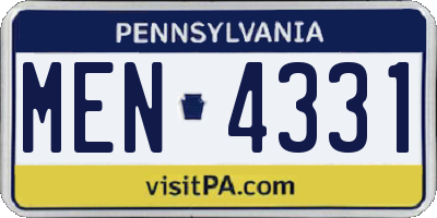 PA license plate MEN4331