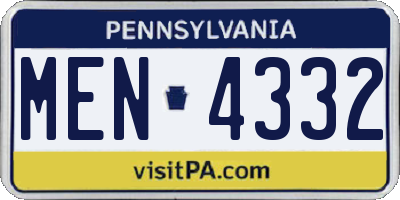 PA license plate MEN4332
