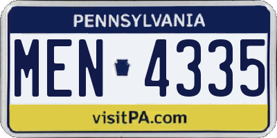 PA license plate MEN4335