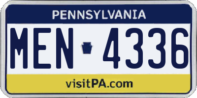 PA license plate MEN4336