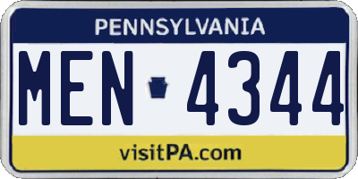 PA license plate MEN4344