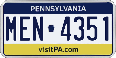 PA license plate MEN4351
