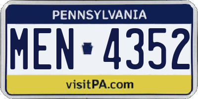 PA license plate MEN4352
