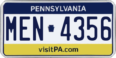 PA license plate MEN4356
