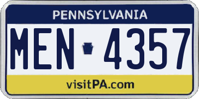 PA license plate MEN4357
