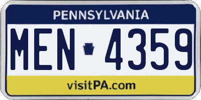 PA license plate MEN4359