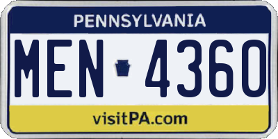PA license plate MEN4360