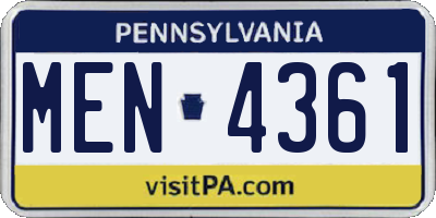 PA license plate MEN4361