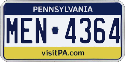 PA license plate MEN4364