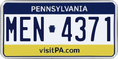 PA license plate MEN4371
