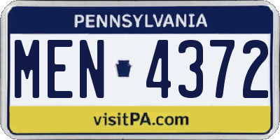 PA license plate MEN4372