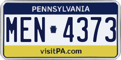 PA license plate MEN4373