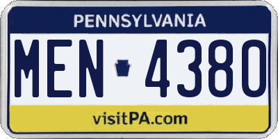 PA license plate MEN4380