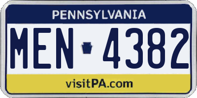 PA license plate MEN4382