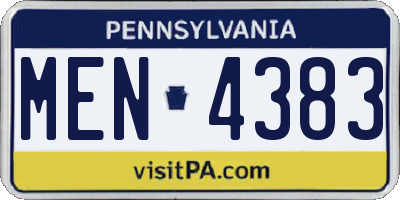 PA license plate MEN4383