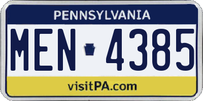PA license plate MEN4385