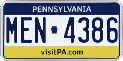 PA license plate MEN4386