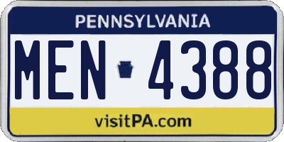 PA license plate MEN4388