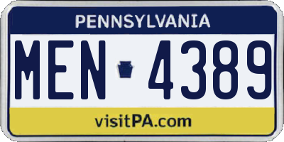 PA license plate MEN4389