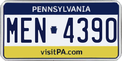 PA license plate MEN4390