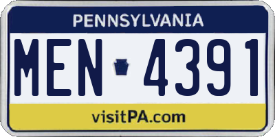 PA license plate MEN4391