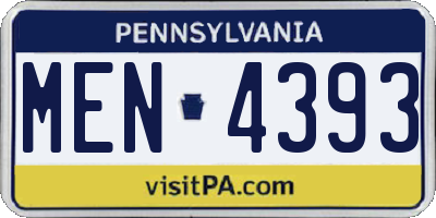 PA license plate MEN4393