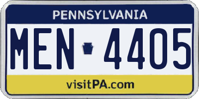 PA license plate MEN4405
