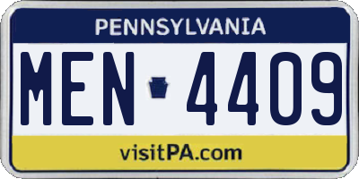 PA license plate MEN4409