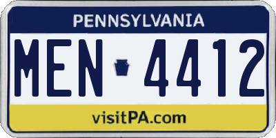 PA license plate MEN4412