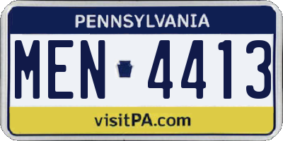 PA license plate MEN4413