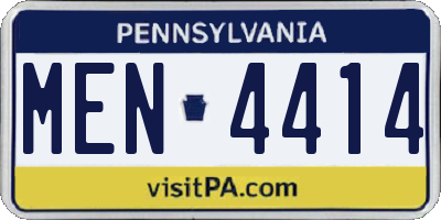 PA license plate MEN4414