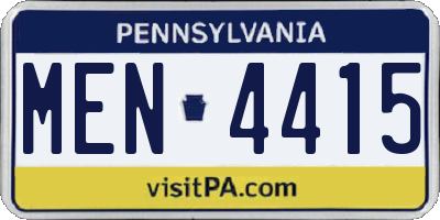 PA license plate MEN4415