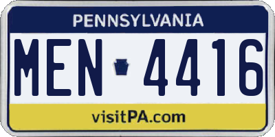 PA license plate MEN4416