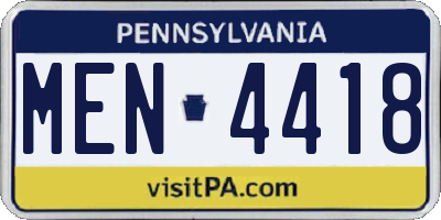 PA license plate MEN4418