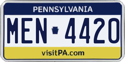 PA license plate MEN4420