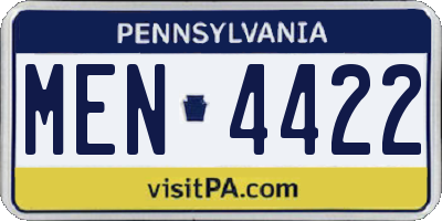PA license plate MEN4422