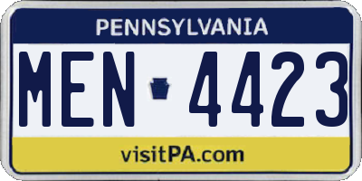 PA license plate MEN4423
