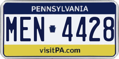 PA license plate MEN4428