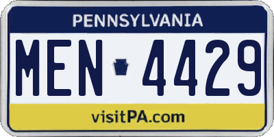 PA license plate MEN4429