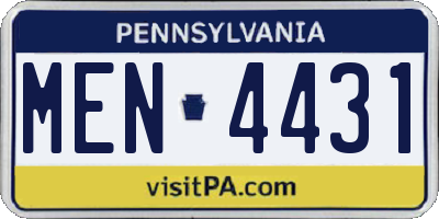 PA license plate MEN4431